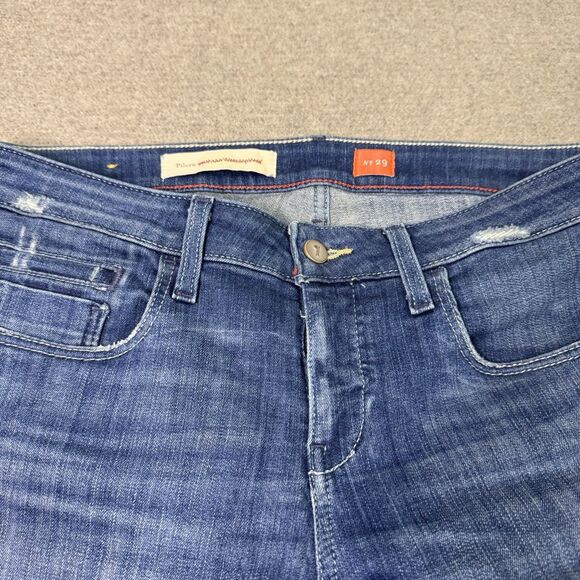 Anthro Pilcro Jeans Fit Stet Distressed Patch 28” Inseam Medium Wash Women 29 - Picture 3 of 8